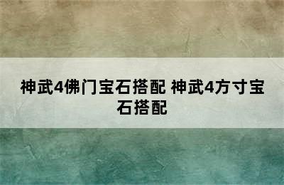 神武4佛门宝石搭配 神武4方寸宝石搭配